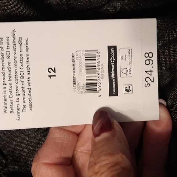 Time and Tru size 12 black tiered skirt NWT denim cotton - Picture 11 of 13